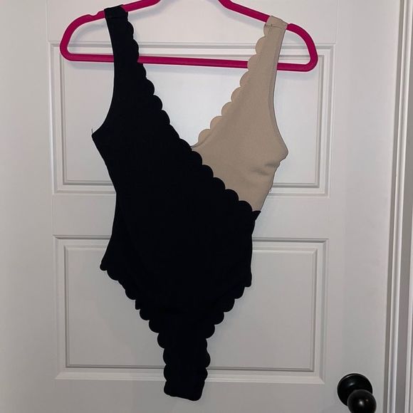 C+D+M Collection Black & Cream Swim/Body Suite - Picture 1 of 2